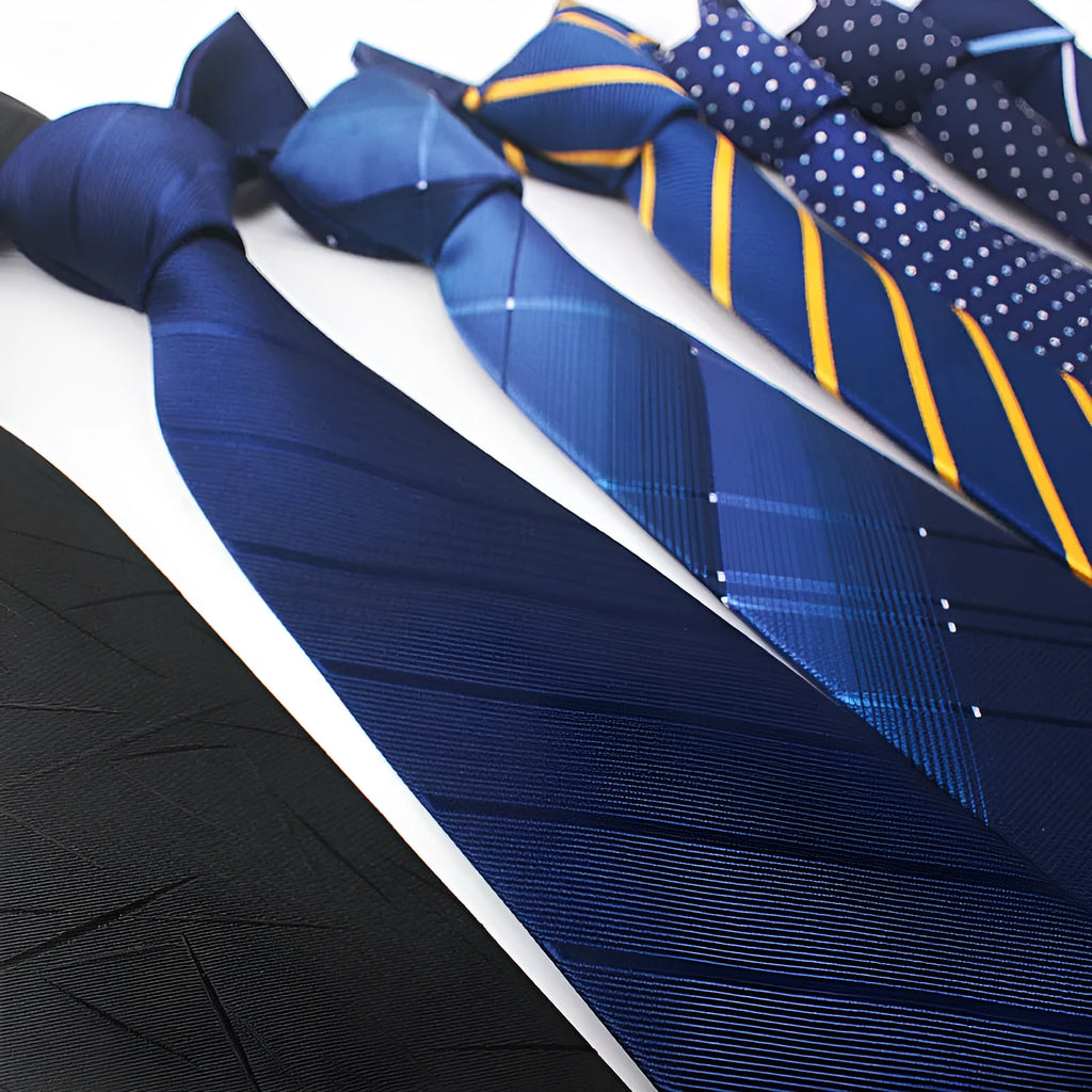 Men's red and black striped polyester jacquard business tie with an arrow end.
