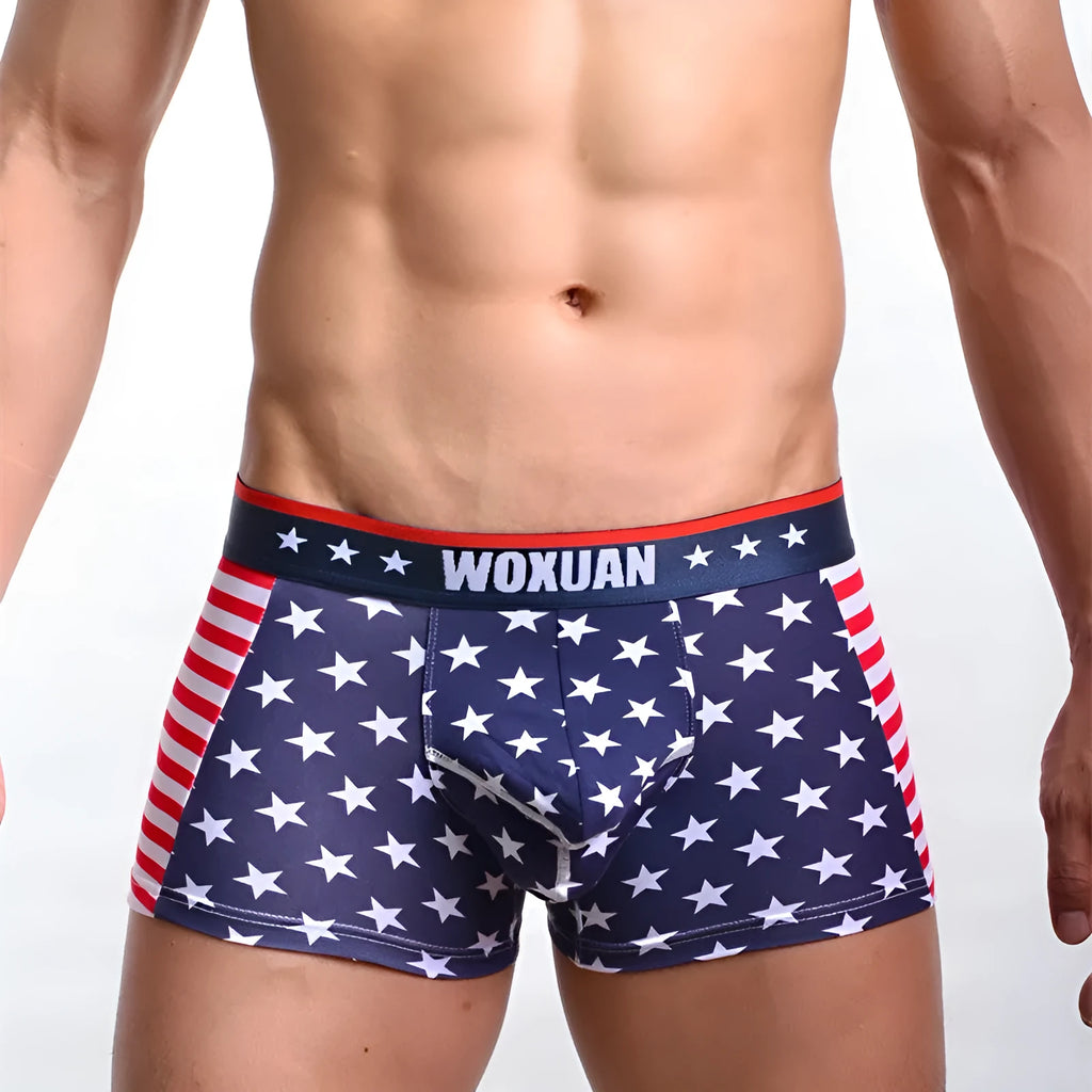 American flag printed ribbed boxers for men in red colour
