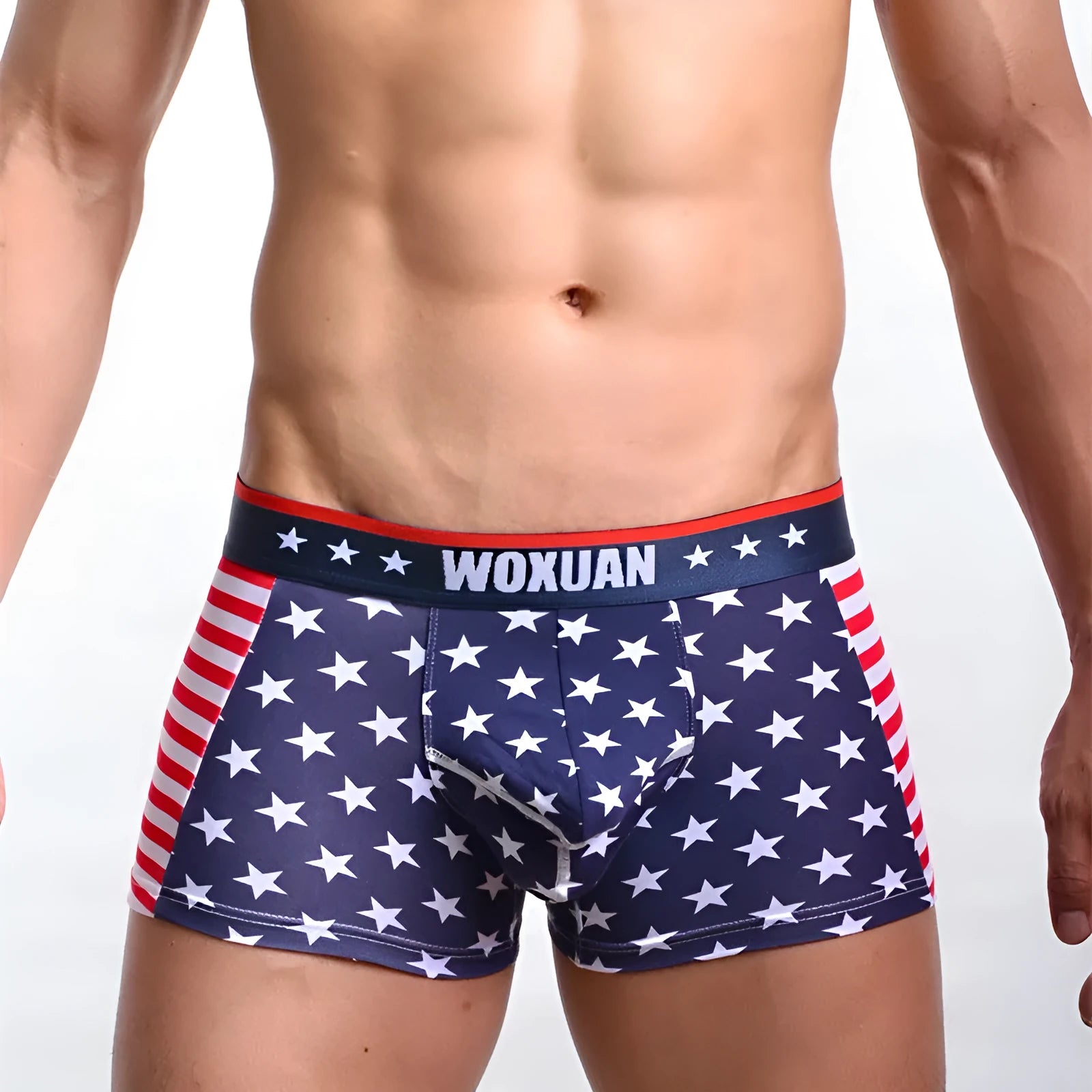American flag printed ribbed boxers for men in red colour