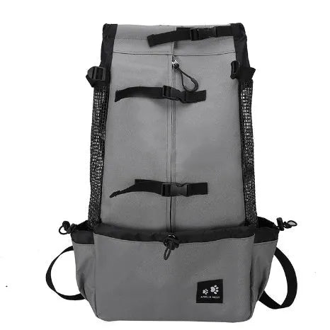 Pet dog carrier backpack in polyester with double shoulder straps, available in multiple sizes and colours