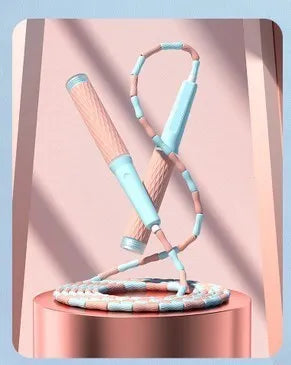 Children's bamboo bead skipping rope in blue, green, pink, or purple on a 2.8m cord.