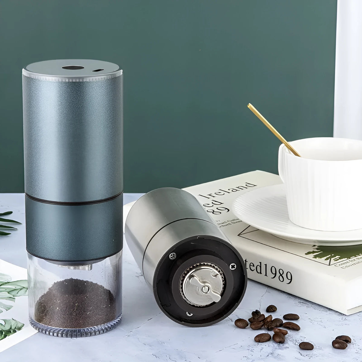 Mini electric stainless steel coffee grinder, 13W, 0.5L capacity, ceramic or steel core, 985 Black