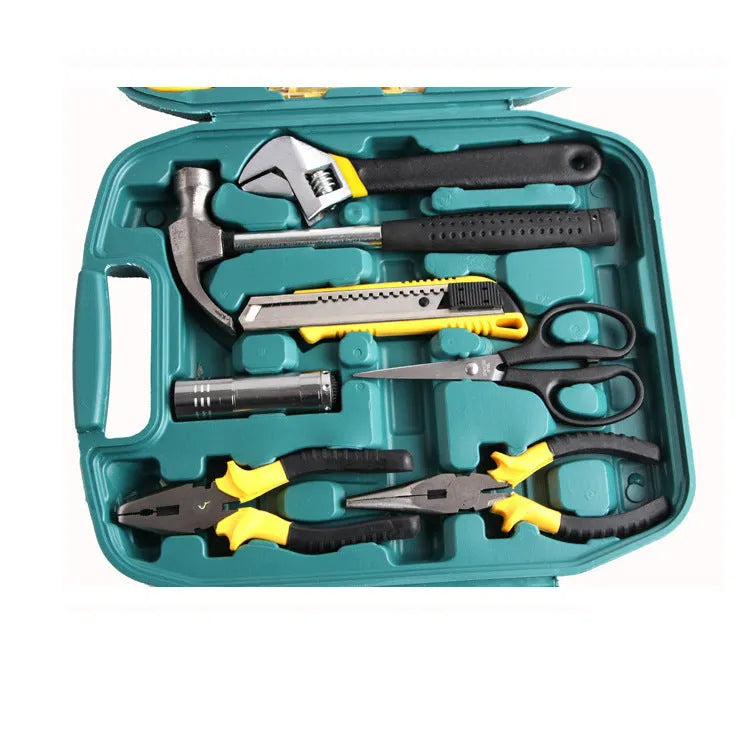 27-piece car emergency tool kit with malleable iron tools in a portable tool box for dual-use home and car maintenance