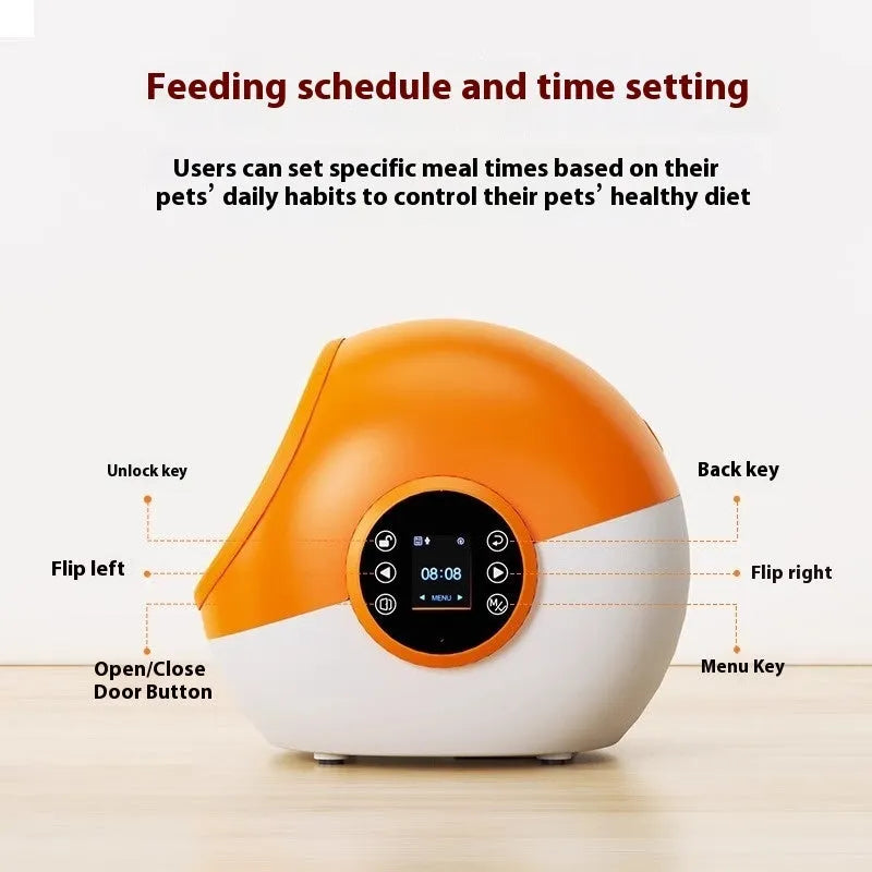 Plastic automatic cat feeder with chip identification and anti-grab design, UK plug