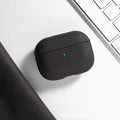 Genuine leather lychee pattern earphone cover in yellow for AirPods case full coverage