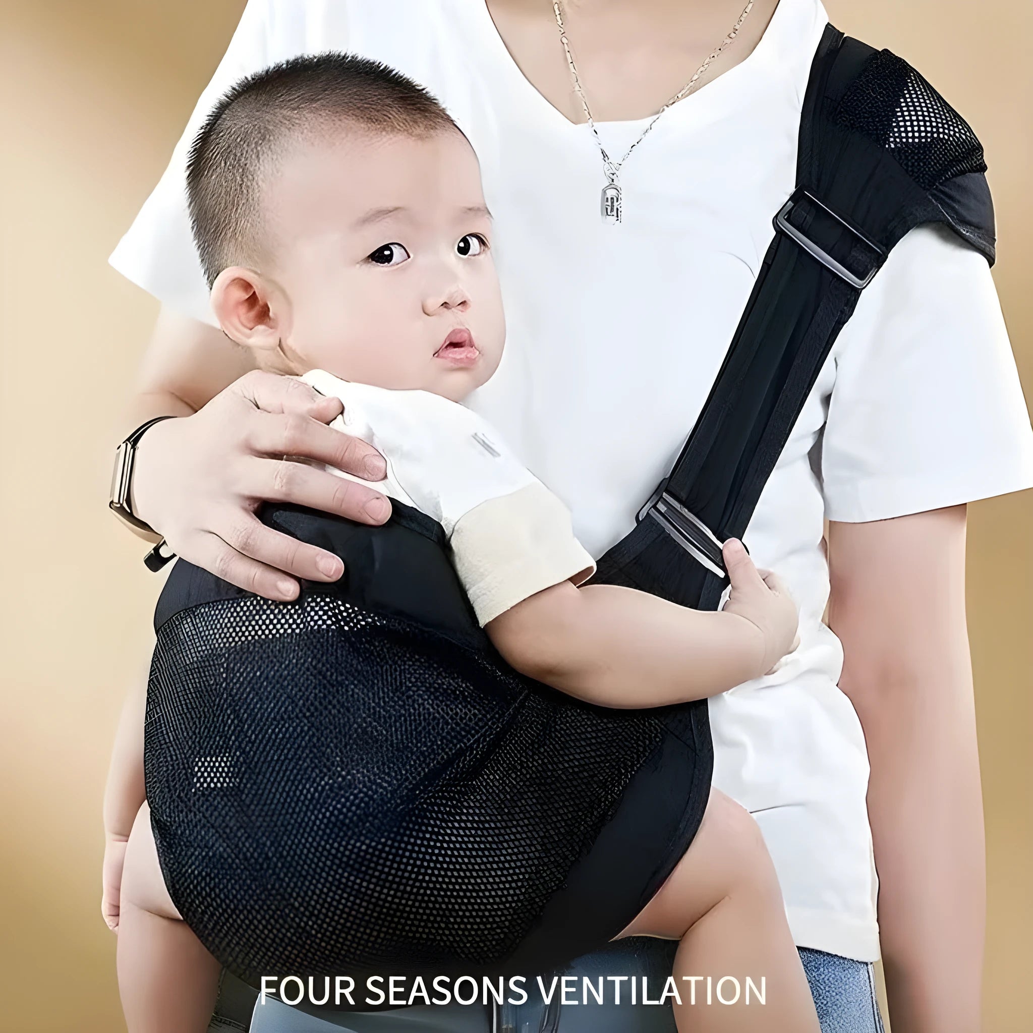 Adjustable baby waist stool carrier in cloth material with 25kg maximum load capacity