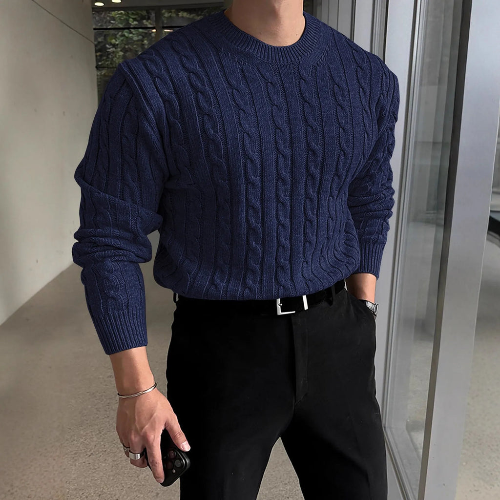 Men's thick needle turtleneck sweater in light grey, polyester pullover for autumn winter, sizes S-XXL