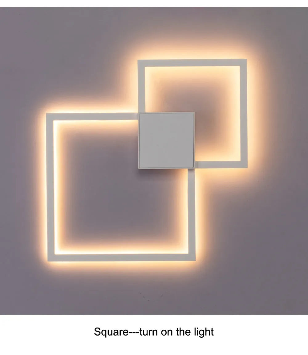 Geometric line LED wall lamp square 353mm iron acrylic white finish wall mounted
