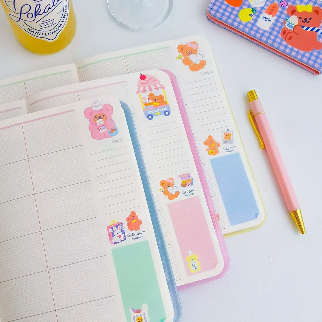 Little Bear plastic sleeve schedule book with heart pattern, 19x13cm, in pink