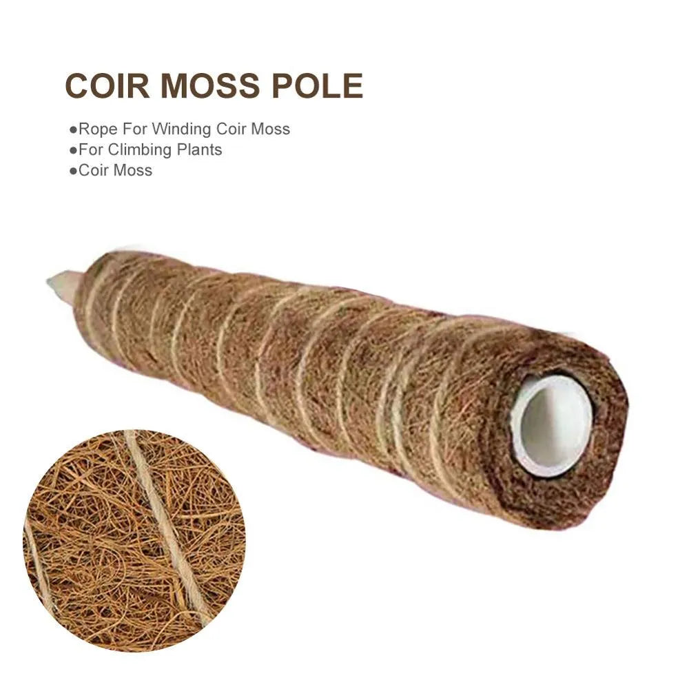 Coconut palm moss pole plant support stick, 17.7 inch wooden pole with natural coconut fibre wrap