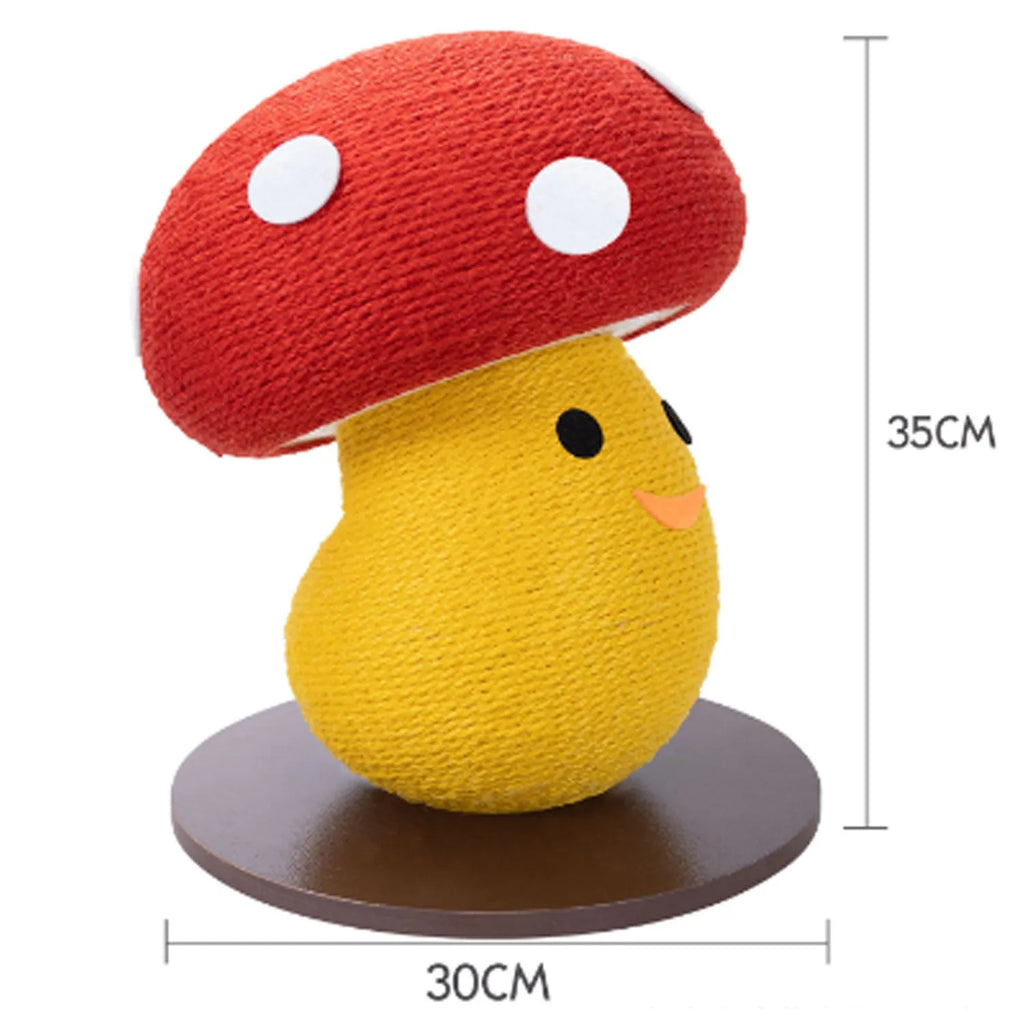 Mushroom-shaped cardboard cat scratch board with accordion fold design for furniture protection