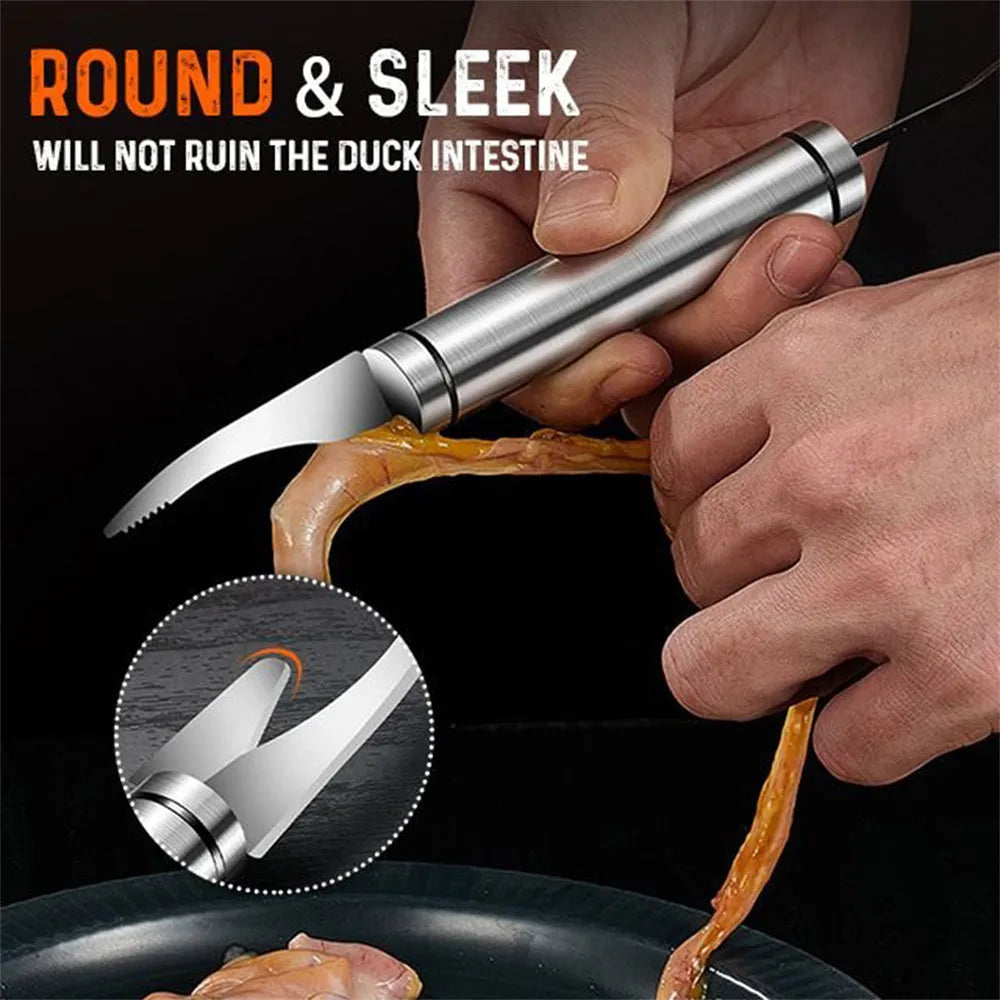Multifunctional 304 stainless steel shrimp remover with eagle-beak tip and double row blades