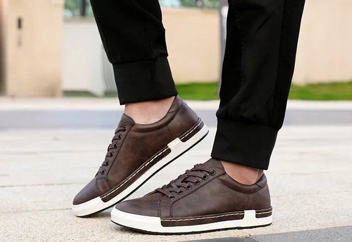 Handmade men casual shoes with rubber sole, front tie closure, flat heel, low top in multiple colours