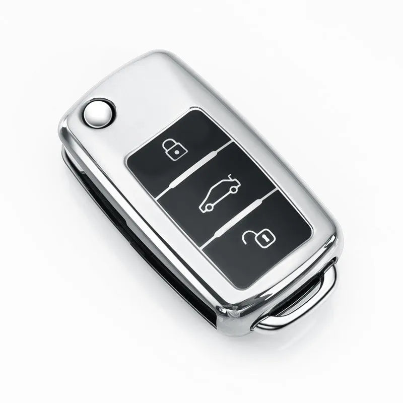 TPU protective case for a VW Model A folding car key, shown in Gem Blue colour.