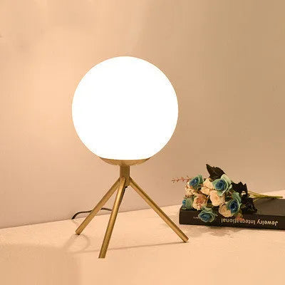 Creative glass shade LED table lamp with three-tone light colour in three different size options