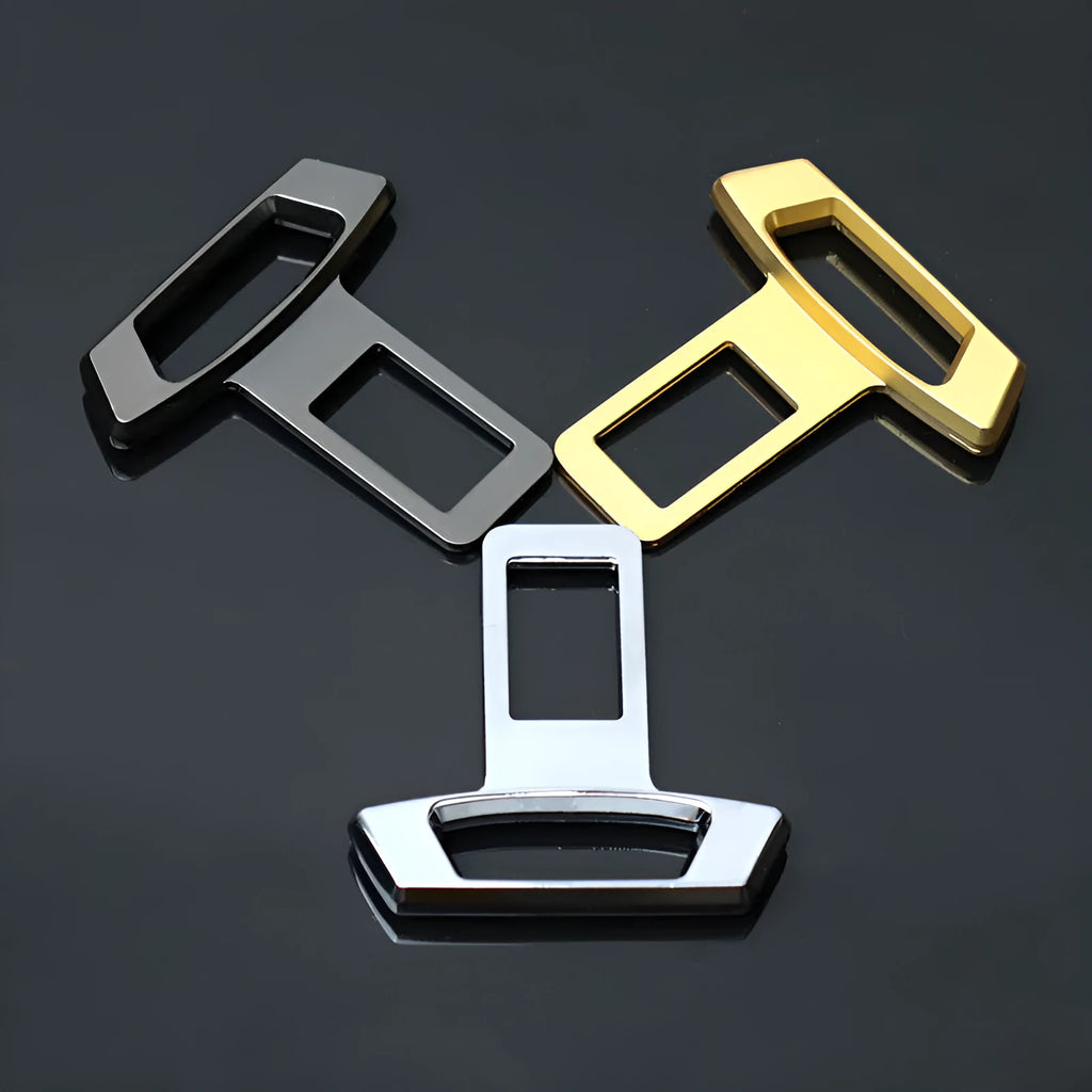 Metal car interior silencer insert shown in matte black, gold, and silver colour options