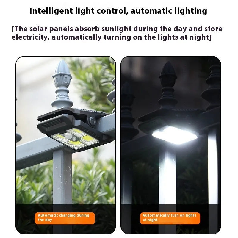 Compact black ABS clip lamp with motion sensor for automatic lighting in workshops.