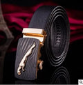 Men's leather automatic buckle belt with 3.55cm cowhide body in black or brown for business wear
