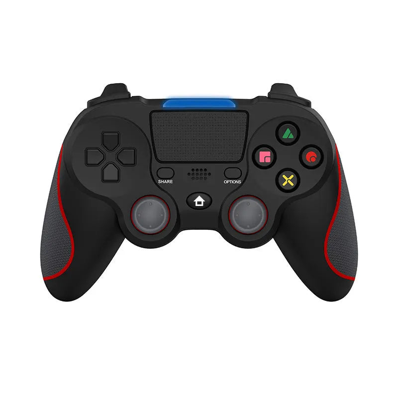 PS4 wireless gamepad in blue with ABS shell, vibration feedback, and USB interface