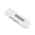 Black smart three-in-one card reader with micro USB and USB 2.0 plugs on a light surface