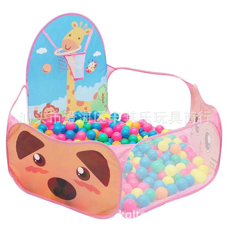 Folding children's cloth ball pit tent in blue, yellow, or pink for indoor and outdoor play