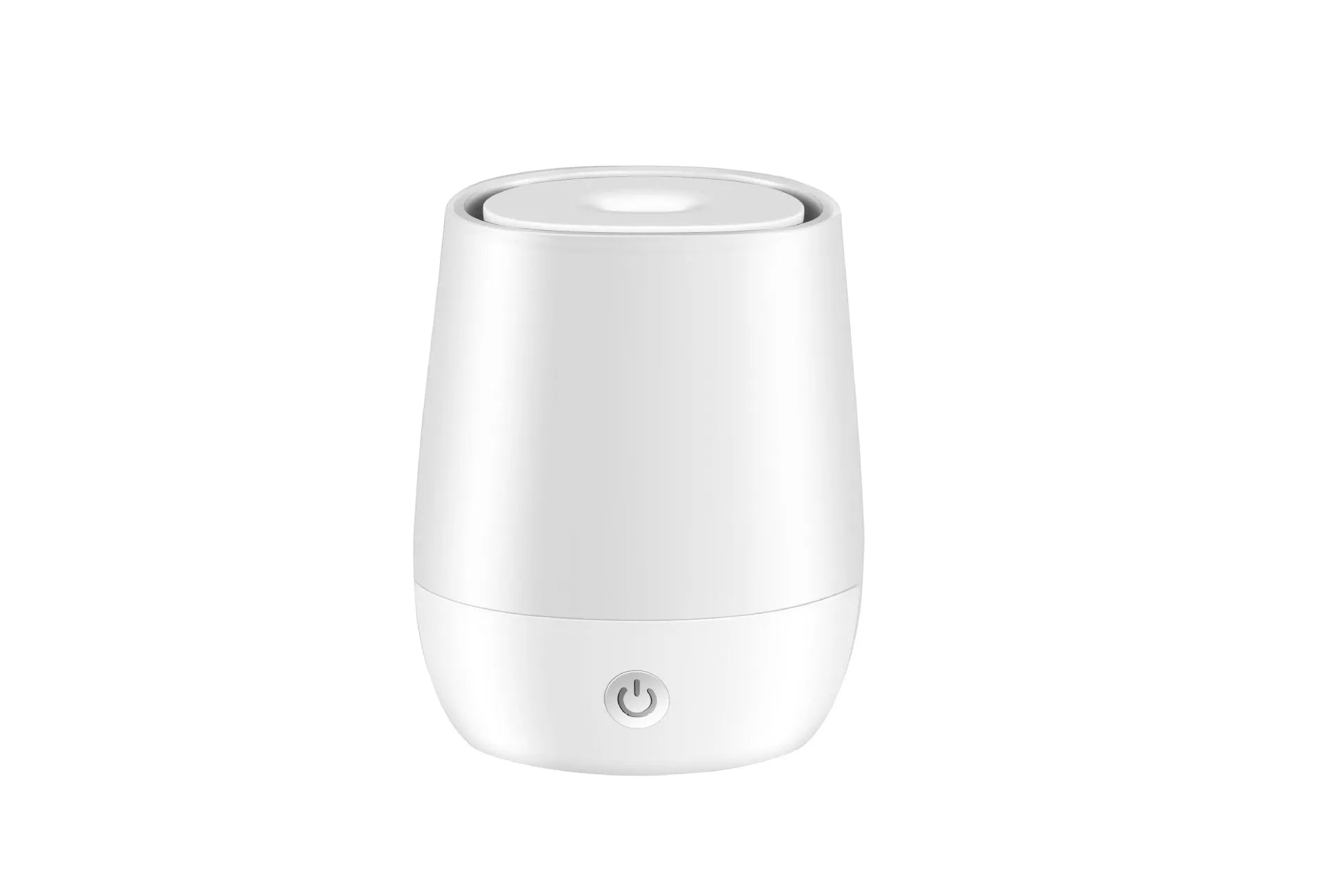 White flame effect aromatherapy diffuser humidifier with USB-C port on desk