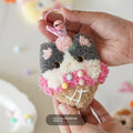 Handmade DIY poke embroidery kit with cute cat wool felt ornament for desk surface panel, cartoon anime style