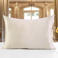 19 momme double-sided silk pillowcase in apricot colour showing three size options