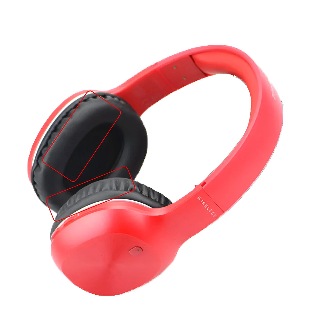 Black protein skin oval earphone sleeves for Walker W820BT headphones on a surface