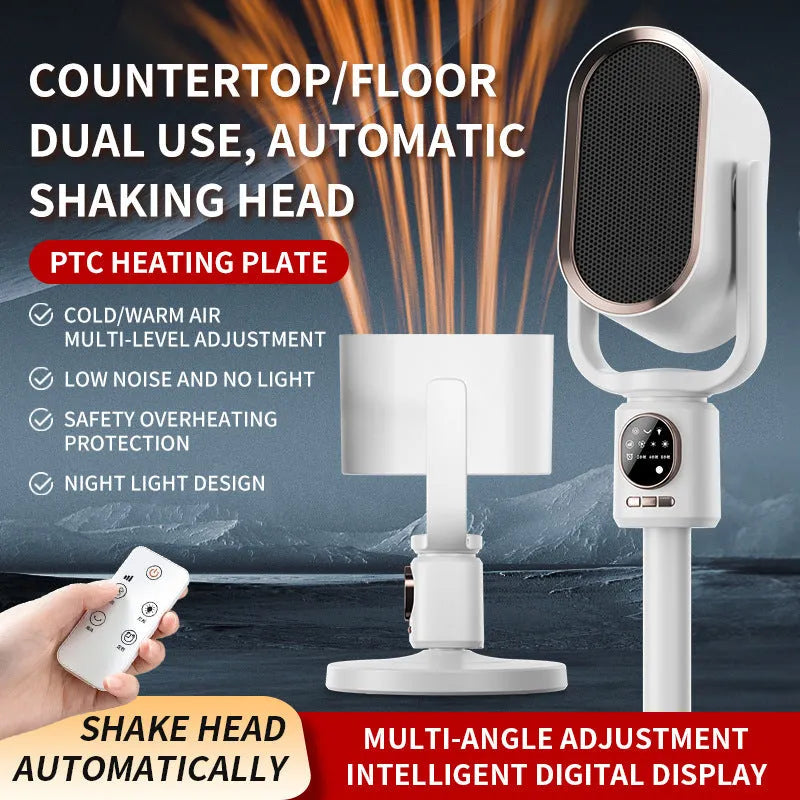 Desktop warm air blower with touch control, 1500W-2000W power, 2-8 hour timer, and EU or US plug option
