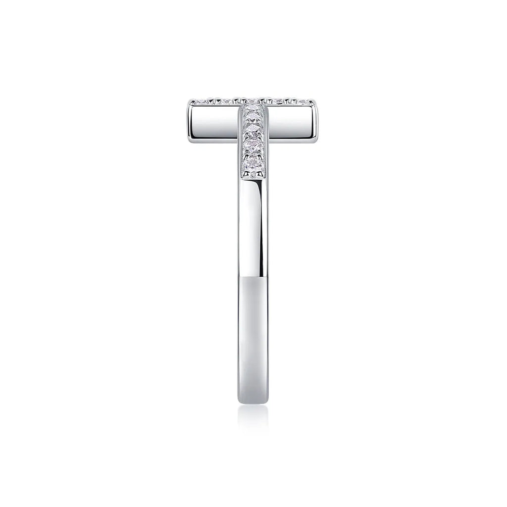 Holy Light Cross moissanite wedding ring set in S925 silver with gold plating on white background