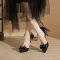 Two-way all-matching women's outdoor sandals black pointed toe stiletto heel 6-8cm rubber sole with microfiber lining