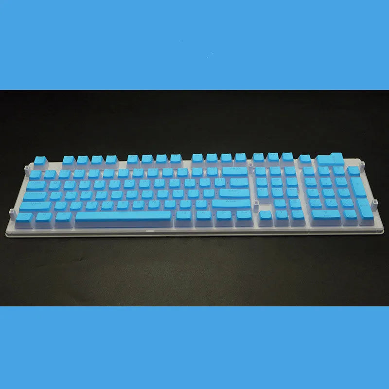 108 key double skin pudding cream PBT translucent mechanical keyboard keycap set showing RGB backlight enhancement