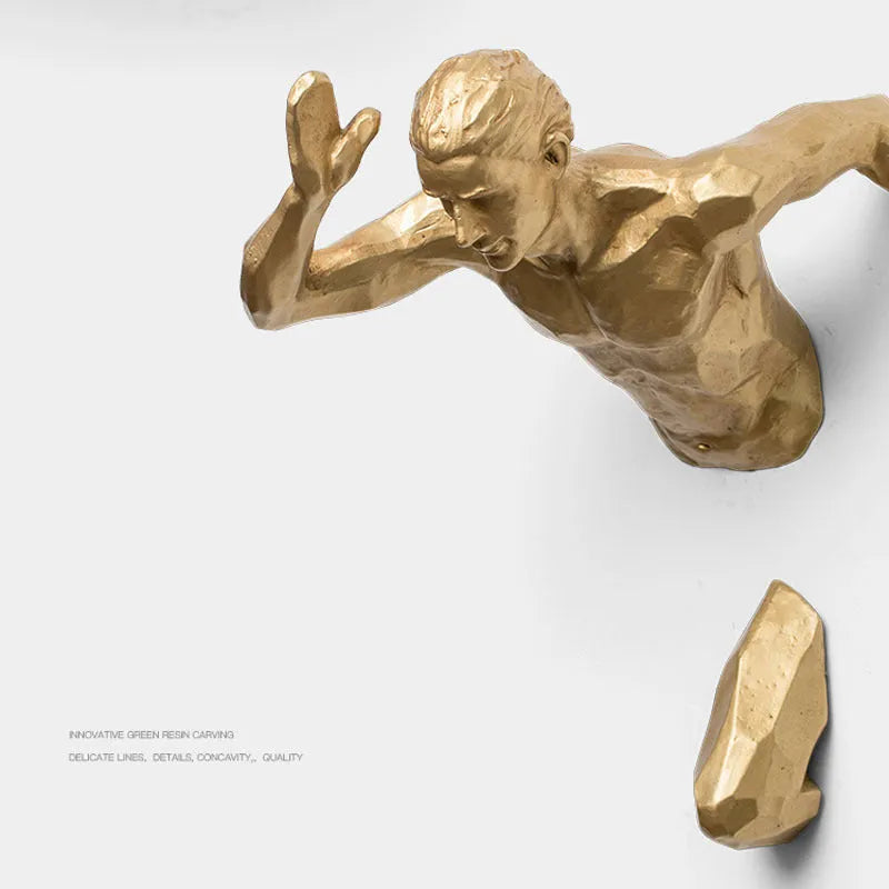 Modern resin character wall hanging in a choice of left or right facing design with copper, gold, or silver finish.