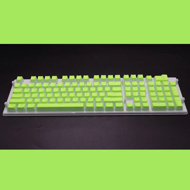 108 key double skin pudding cream PBT translucent mechanical keyboard keycap set showing RGB backlight enhancement