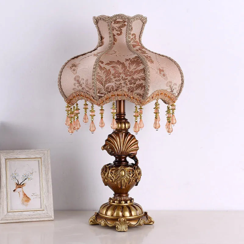 European style retro table lamp 55cm high shell design with button switch and 220V operation