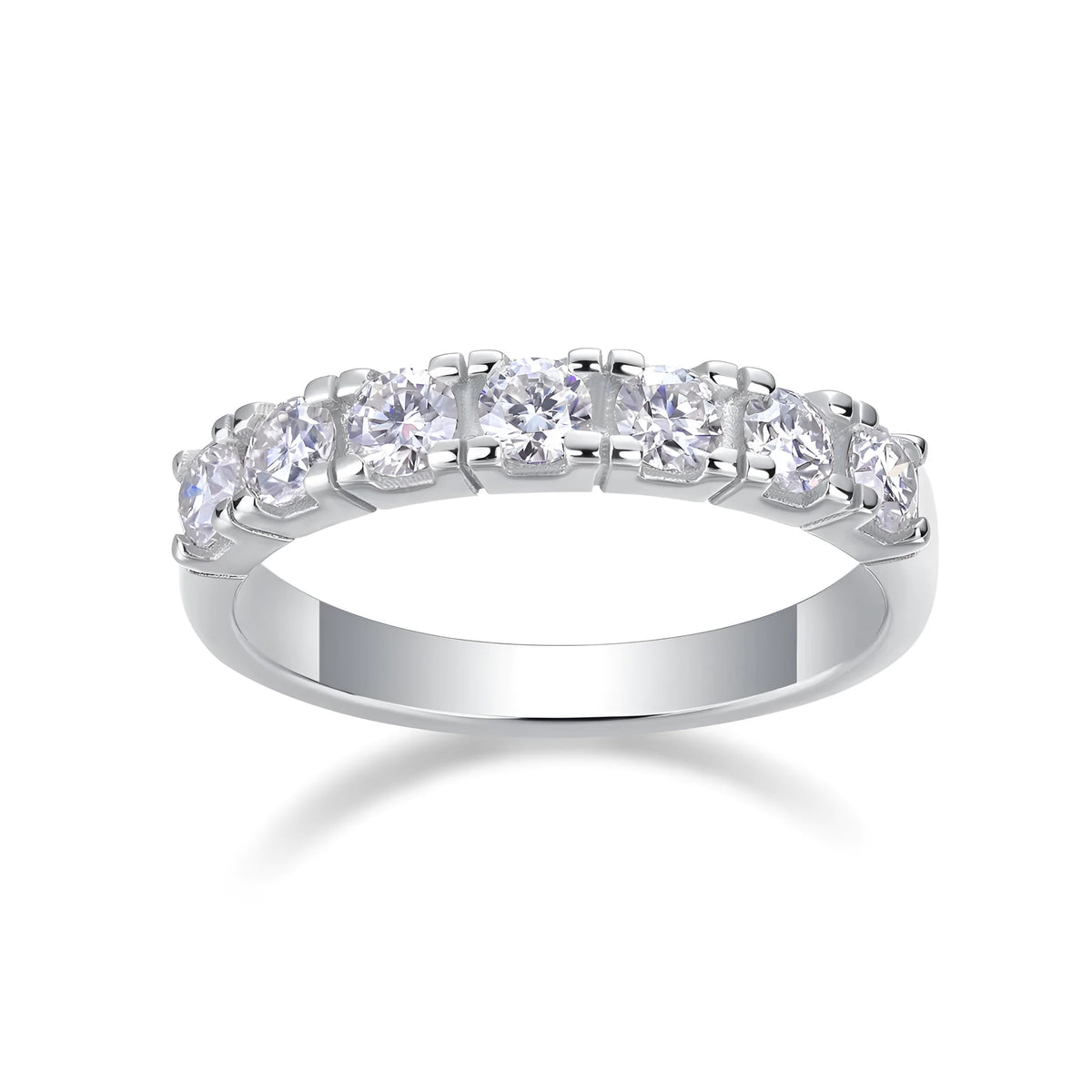 Lucky moissanite wedding ring set in S925 silver with platinum plating, sizes 5-9, gift box and GRA certificate.