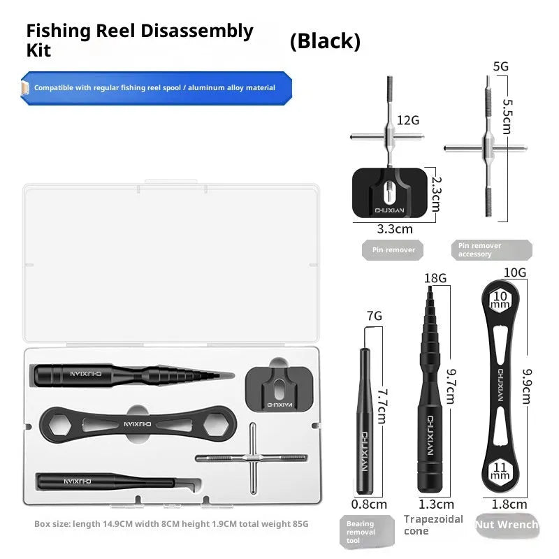 Spinning reel repair wrench disassembly set in aluminium alloy for fishing reel modification