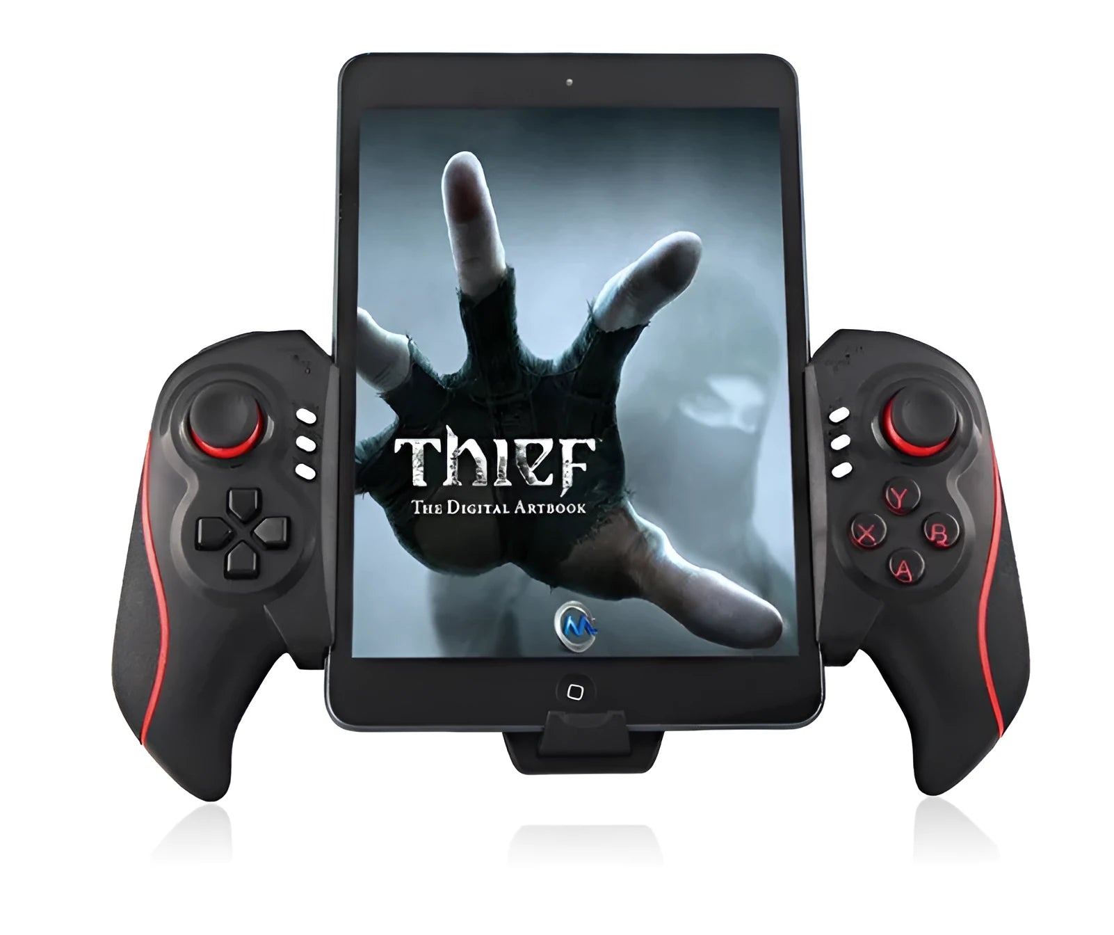 Wireless telescopic gamepad controller extended to hold mobile phone with ABS plastic construction