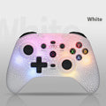 NS21 RGB lamp effect gamepad with Type-C interface, ABS body, 18.2 x 7 x 14 cm, shown in black, pink, and white