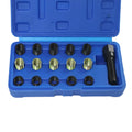16-piece spark plug thread repair kit with M14 flanges and M16 tap in blue packaging box