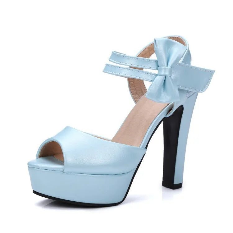Block heel super high heel sandals with bow detail, side air design, beige colour