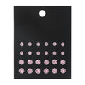 Pink round stud earrings set for women, 12 pairs of electroplated alloy geometric ear studs
