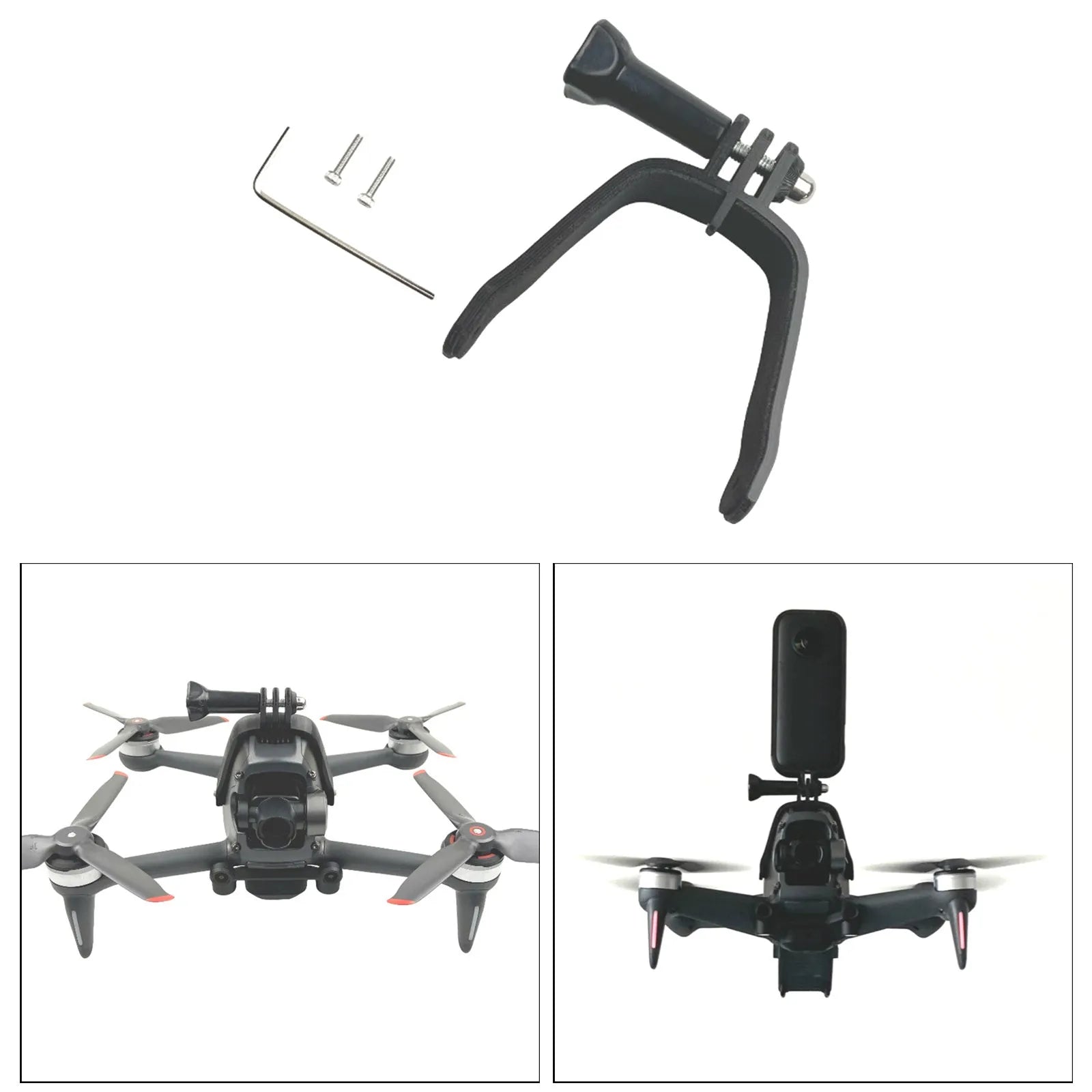 3D printed FPV drone expansion bracket for mounting GoPro compatible action cameras