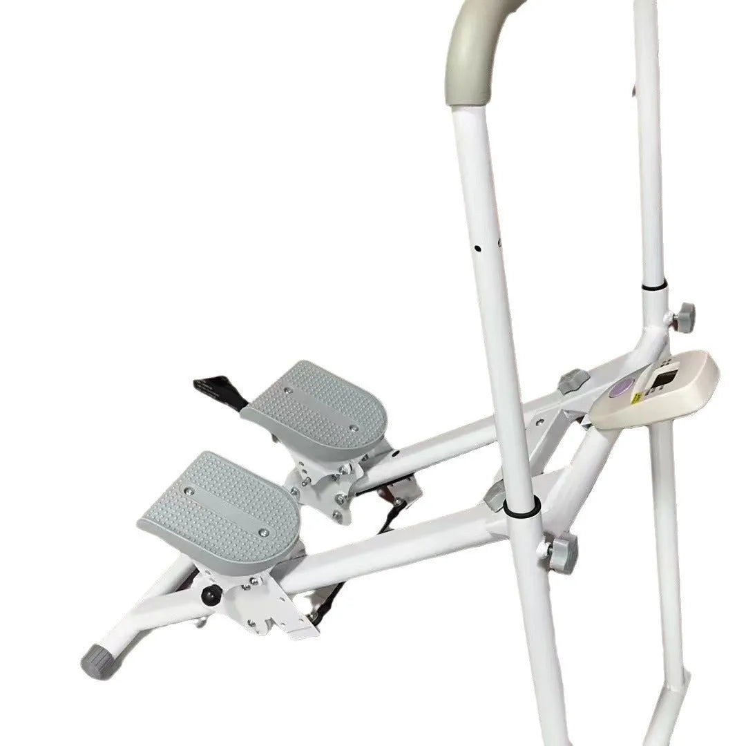 Starlight White foldable treadmill and indoor climbing frame fitness machine for home use.