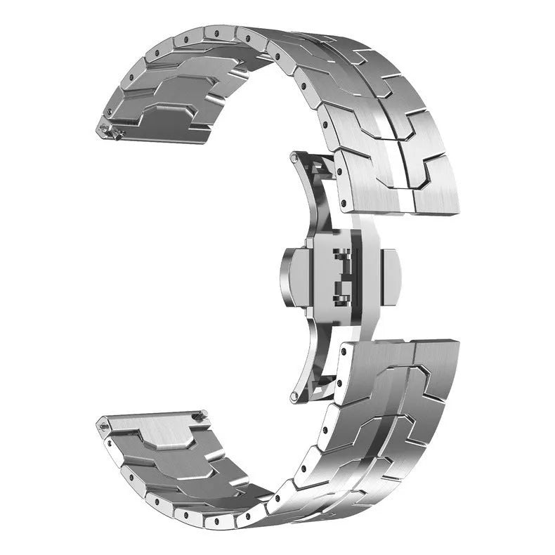 Stainless steel replacement watch strap for Samsung Galaxy Watch 7, 6, and 5 models.