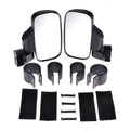 Black universal motorcycle off-road rearview mirror pair for UTV with plastic housing and glass mirror