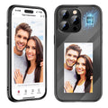 iPhone 15 Pro Max NFC flip phone case in black with custom DIY design and plastic construction