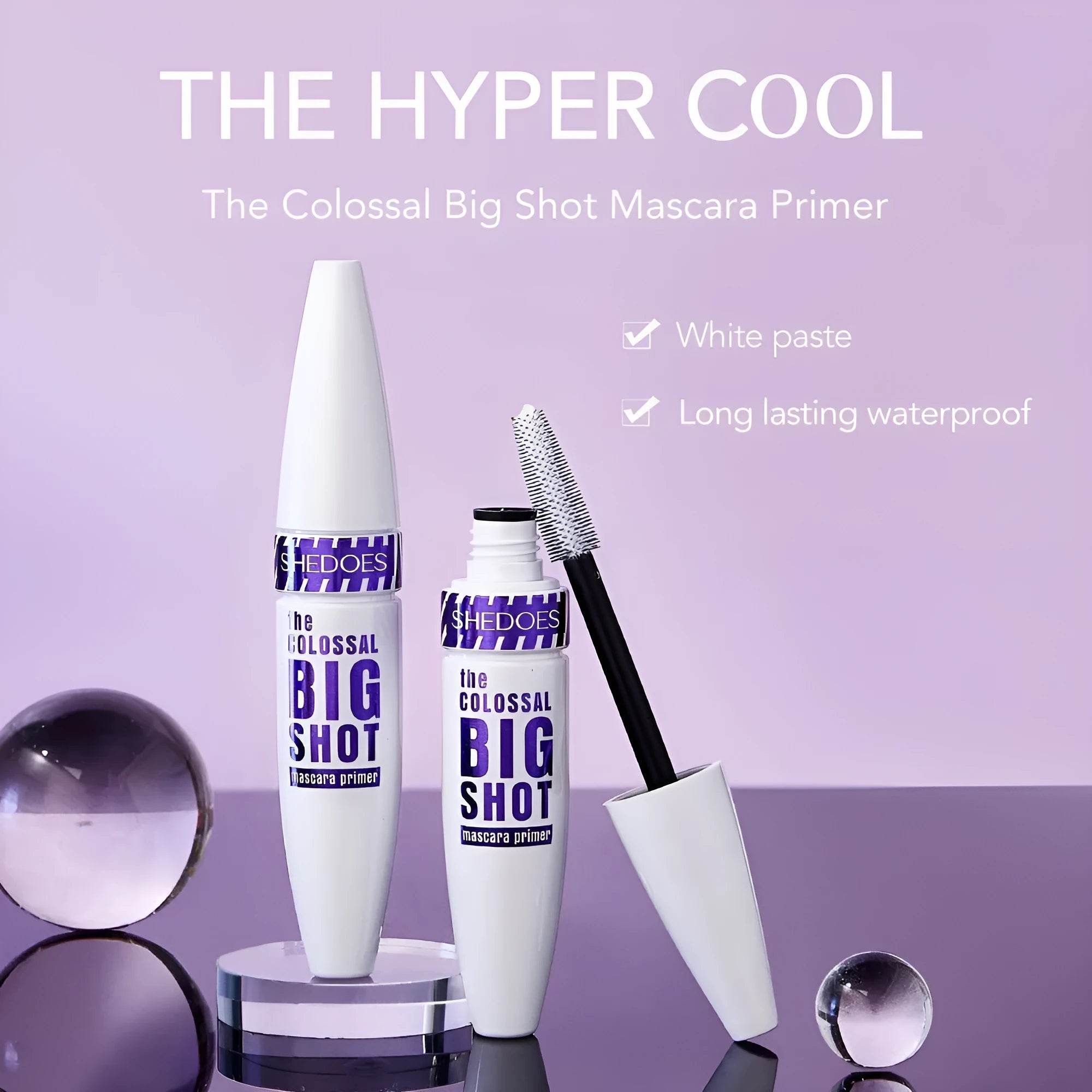 White waterproof mascara brush with 10ml quick-drying sweat-proof formula