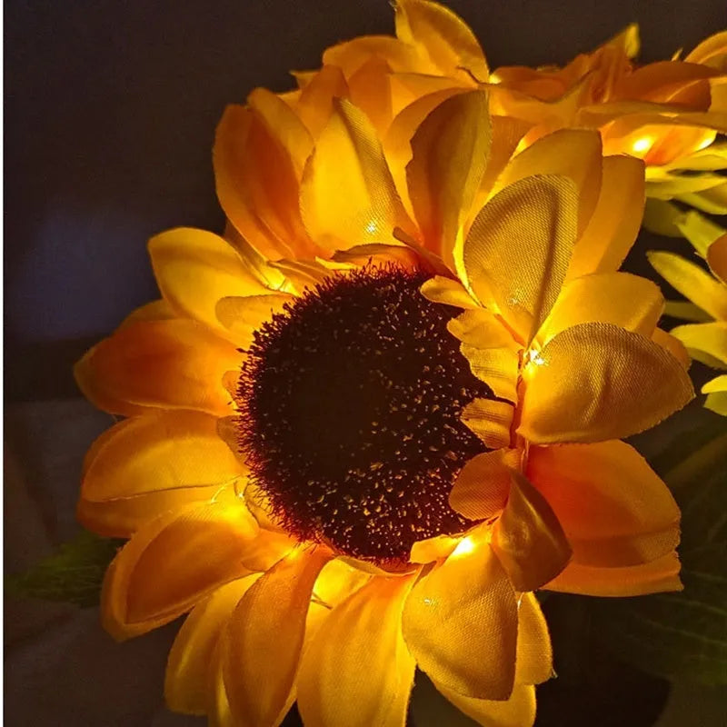 Rechargeable artificial sunflower LED night light desk lamp with USB cable